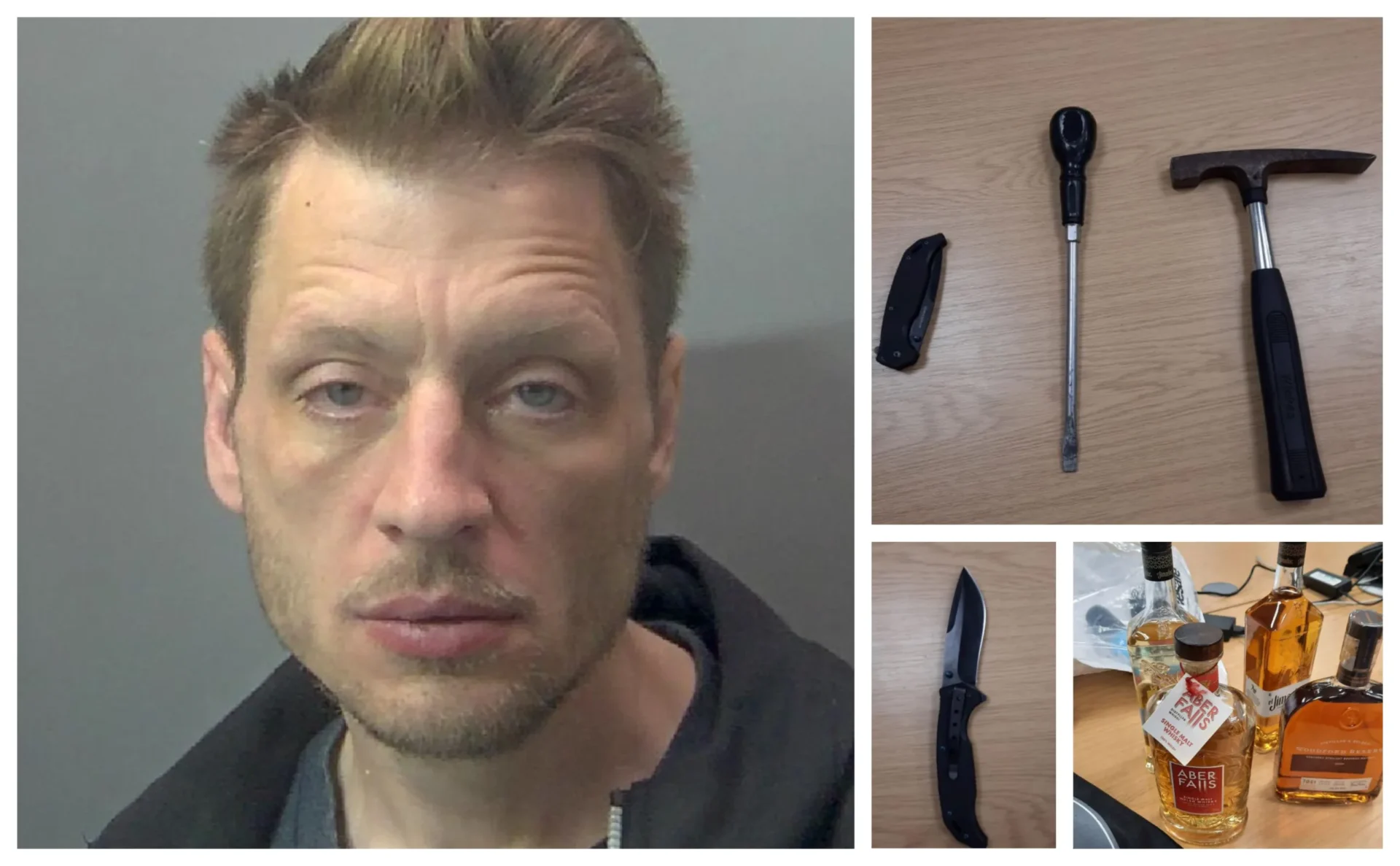 News for Peterborough and Cambridgeshire - Stephen Whittington, 41, broke into the Granary, in Ham Lane, Peterborough but was caught by police. He dropped a bag containing a hammer, screwdriver and four bottles of spirits and had a knife in his pocket.