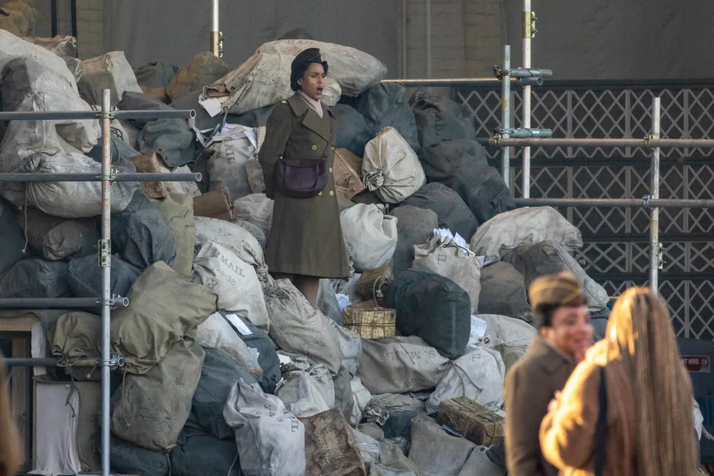 6888 Filming Duxford (Perry Tyler and Kerry Washington),Duxford, Cambridge Tuesday 14 February 2023. Picture by Terry Harris.