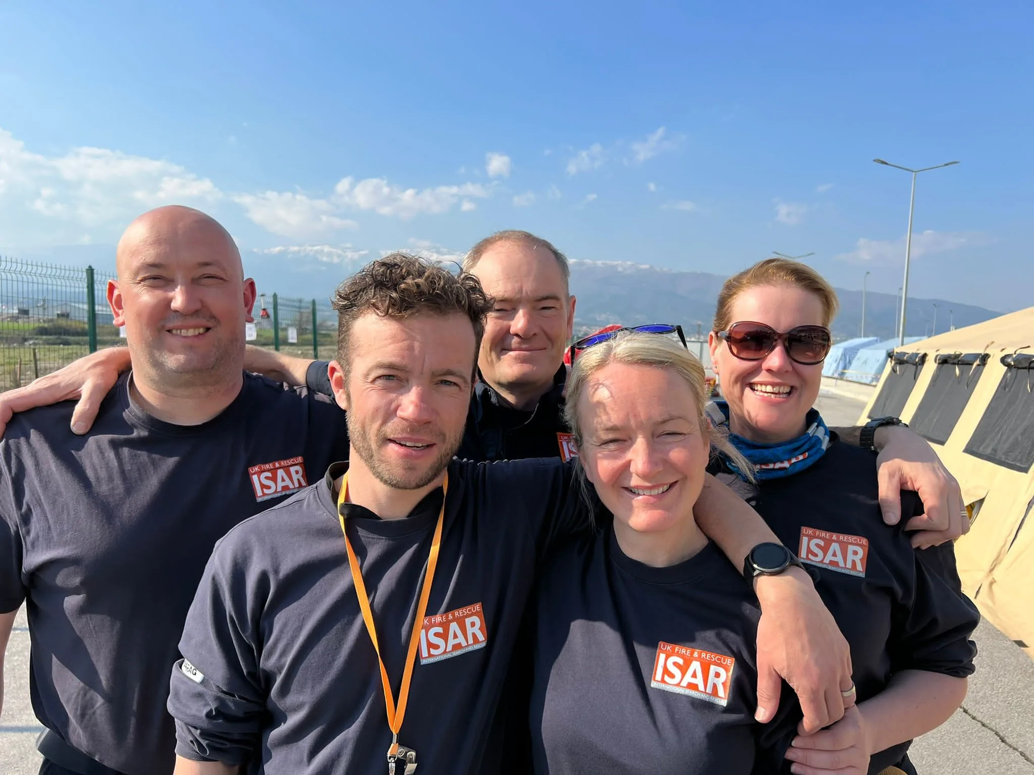 The five-strong UKISAR Medical Team – Back row (left to right) Al Hislop, Malcolm Russell, Amelia Weave. Front row (left to right). Lee Greenwood and Deborah Swann