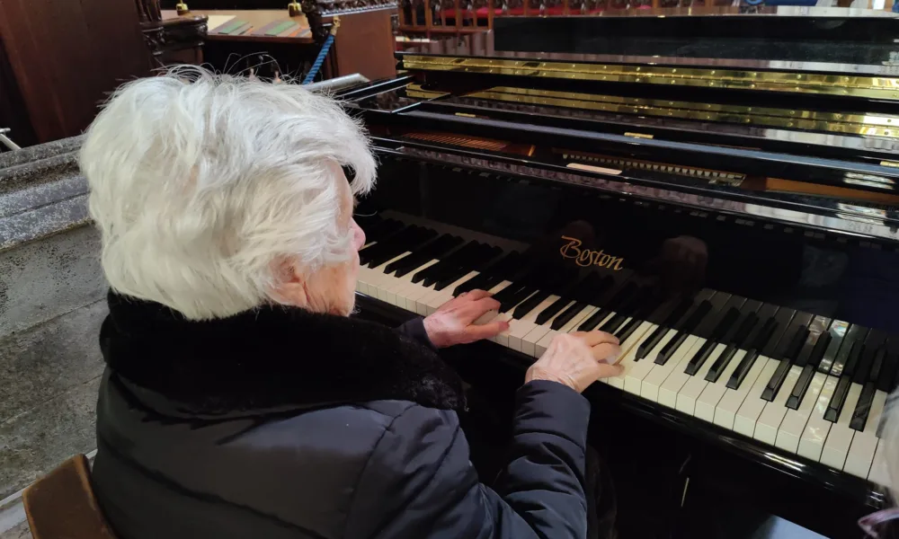 Hilton Park Care Home at Bottisham arranged for their resident, Betty, to visit Ely cathedral and to play, once more, the grand piano.