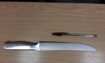 Knife removed by police from Carlo Dinardo