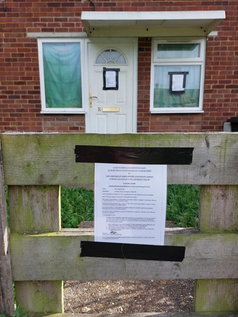 A Huntingdon home has been issued with a closure order following anti-social behaviour and drug use.