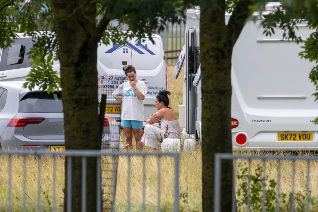 The caravans that have forced their way onto land which is part of the Peterborough showground. PHOTO: Terry Harris 