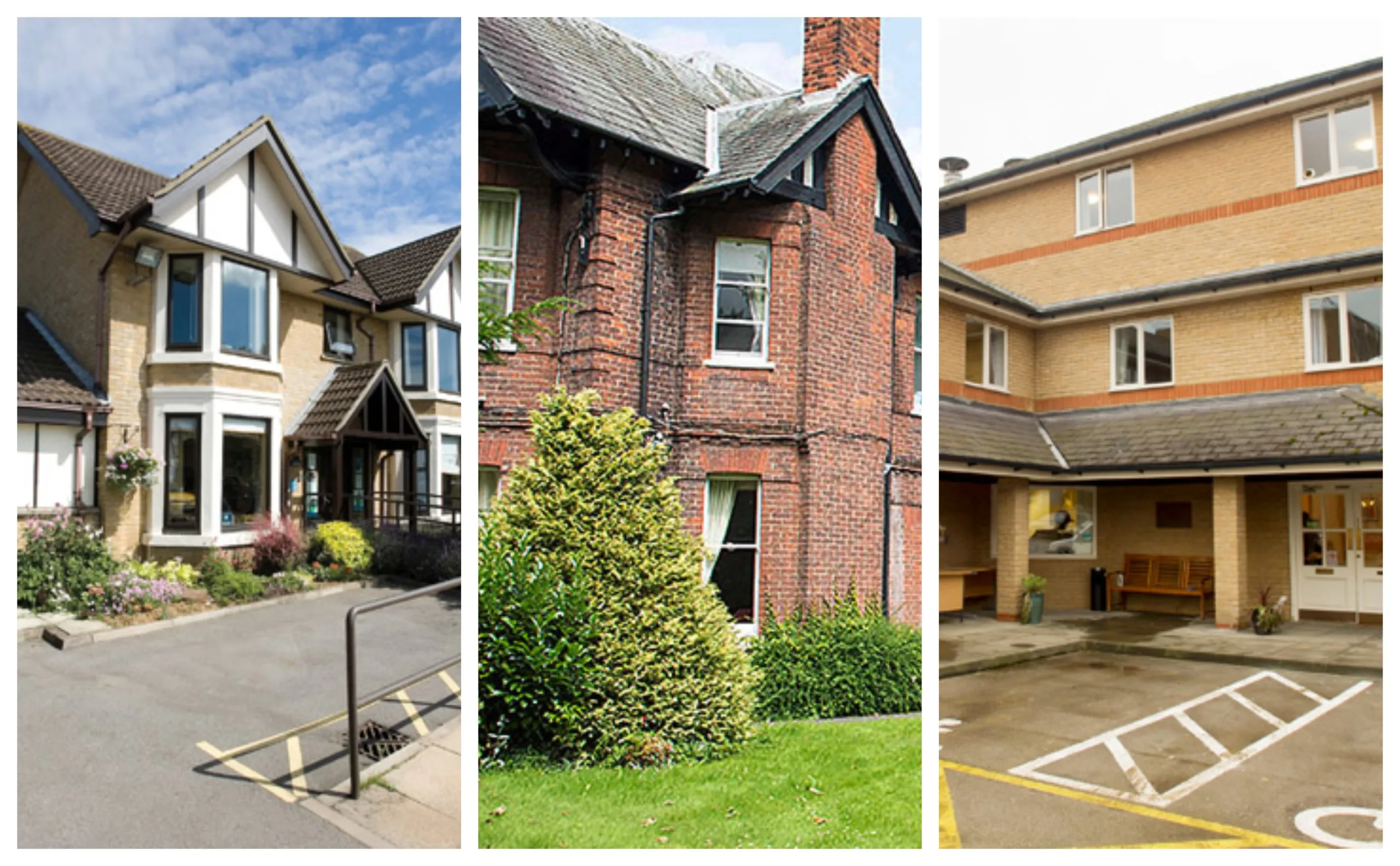 Care homes to close: Gables, Whittlesey (left) Red House, Ramsey (centre) and Cambridge, Chesterton (right). HC-One who runs them are severing links with Cambridgeshire