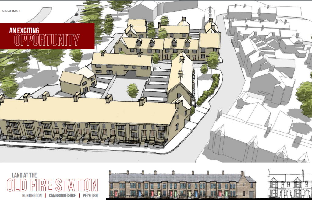  Former Huntingdon fire station – an architect has drawn up a development suggestion for the site. PHOTO: Cheffins 