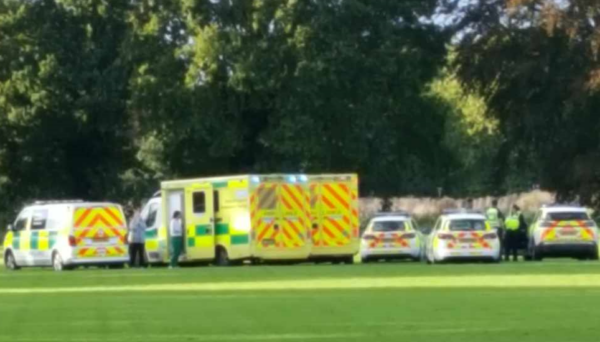 News for Peterborough and Cambridgeshire - Medical and emergency services assistance at Wisbech Rugby Club today PHOTO: CambsNews reader