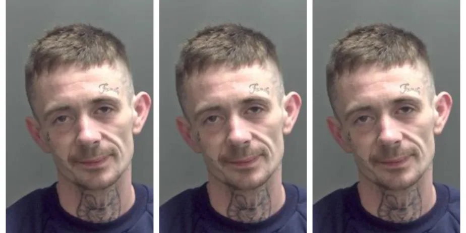 After arriving at custody, police reviewed doorbell footage from a burgled property and identified Marcus Ellis thanks to his distinctive neck tattoo.