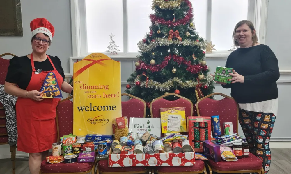 Members of Slimming World at Wimblington made a sizeable donation today to support their local foodbank.