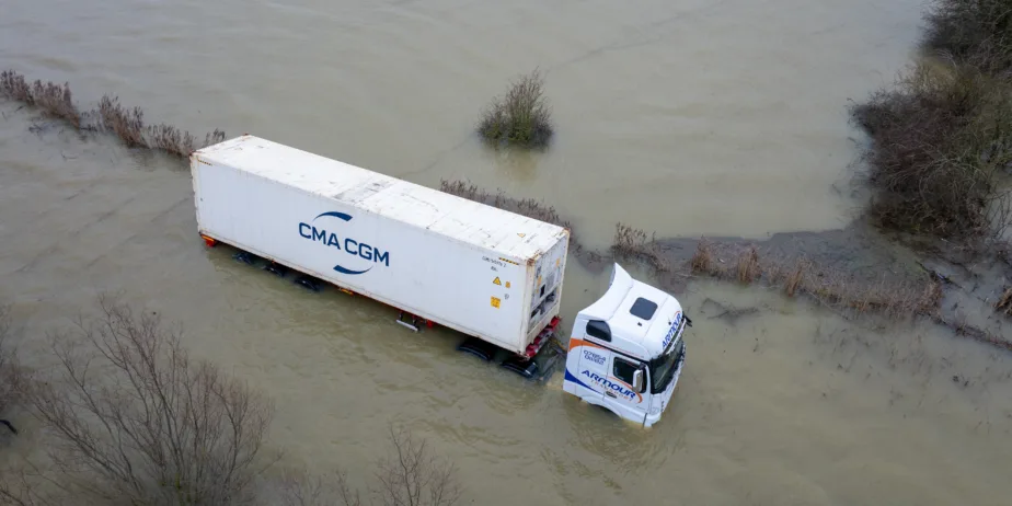 Abandoned lorry on Welney Wash road, on the Cambridgeshire/Norfolk border. PHOTO: Bav Media