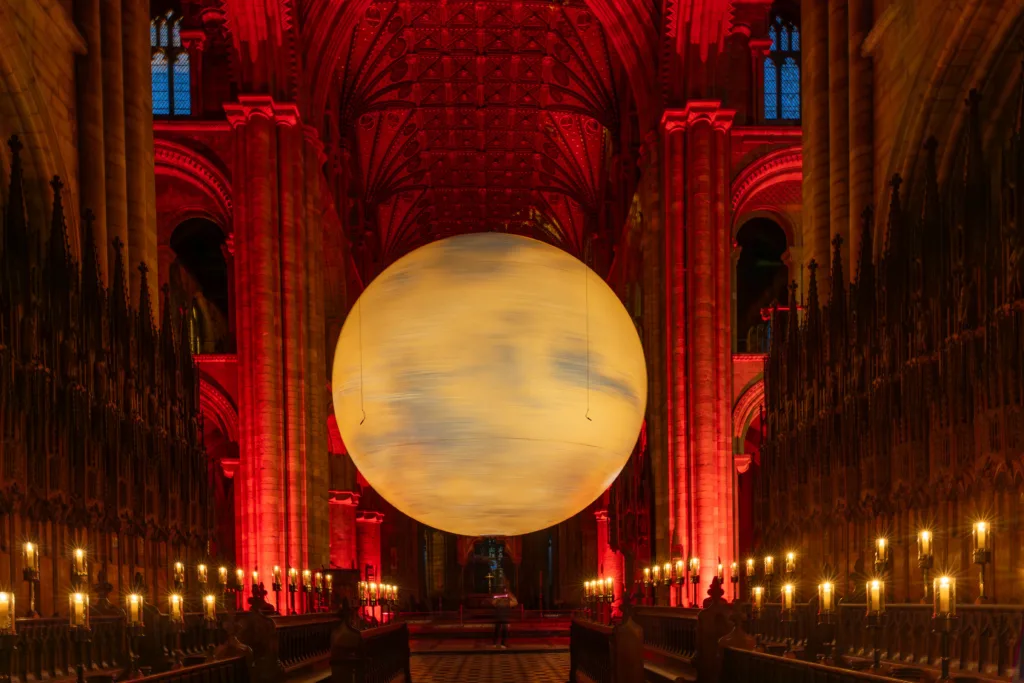 Luke Jerram's extraordinary astronomical artwork Mars: War & Peace.Peterborough Cathedral until January 29th. PHOTO: Terry Harris 