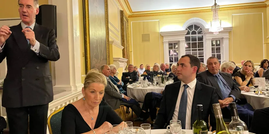 Cllr Ryan Fuller enjoying a dinner -a few years ago- where the main speaker was Jacob Rees Mogg