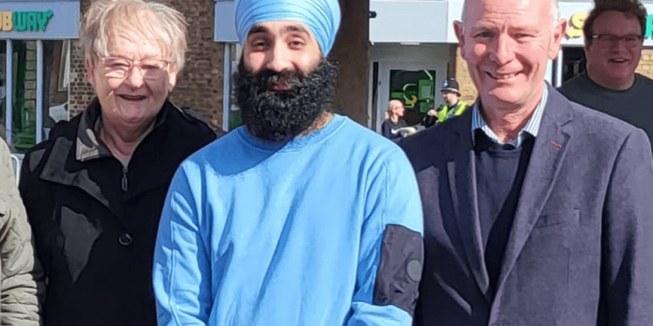 News for Peterborough and Cambridgeshire - Gurninder Singh Gill (centre) flanked by Whittlesey mayor Cllr Kay Mayor and the Conservative police and crime commissioner candidate Darryl Preston