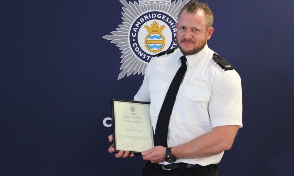 Mark Coteman, who served as a PC with Cambridgeshire Constabulary pleaded guilty to three charges. In 2021(above) he was commended for bravery