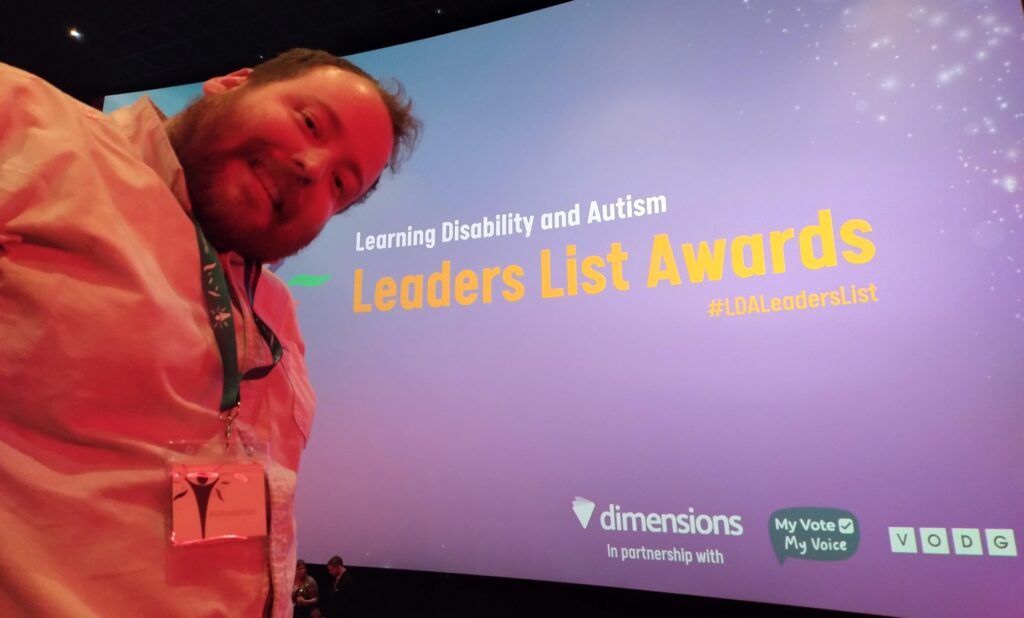 Speak Out leader Bill Jones at the awards which paid tribute to his sister Elspeth. Photo credit: VoiceAbility