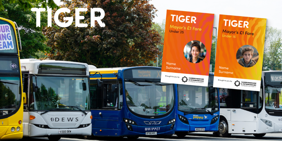 News for Peterborough and Cambridgeshire - Under 25s in Cambridgeshire and Peterborough can now apply for a special ‘Tiger’ bus pass offering £1 fares as part of the Combined Authority’s work to revamp public transport in the region