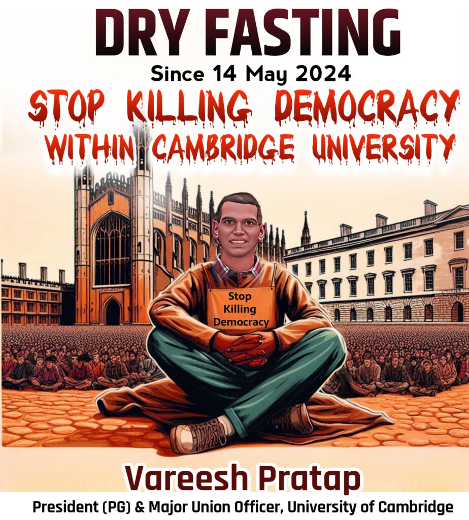 Vareesh Pratap is president (post graduate) and major union officer and is part of a student led movement to fix what they see as a broken and unfair system within the university. 