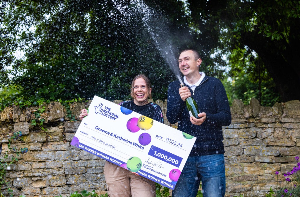  Time now for a touch of ‘the good life’ for Cambridgeshire couple Graeme White and his wife, Katherine, after winning £1m on the National Lottery
