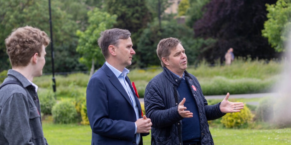 Mayor Dr Nik Johnson (right) in Peterborough yesterday with Andrew Pakes, Labour candidate for Peterborough at the general election. Dr Johnson chairs the Combined Authority meeting on June 5 that is expected to kick start community land trust probe. PHOTO: Terry Harris