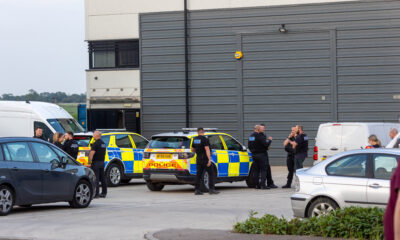 Police at the scene of a drugs raid at Harrier Way, Eagle Business Park, Yaxley. PHOTO: Terry Harris