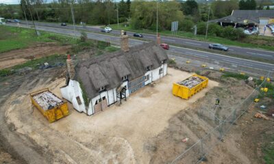 Historic Brook Cottages near the Black Cat roundabout just prior to demolition: PHOTO Drone Photos Sandy