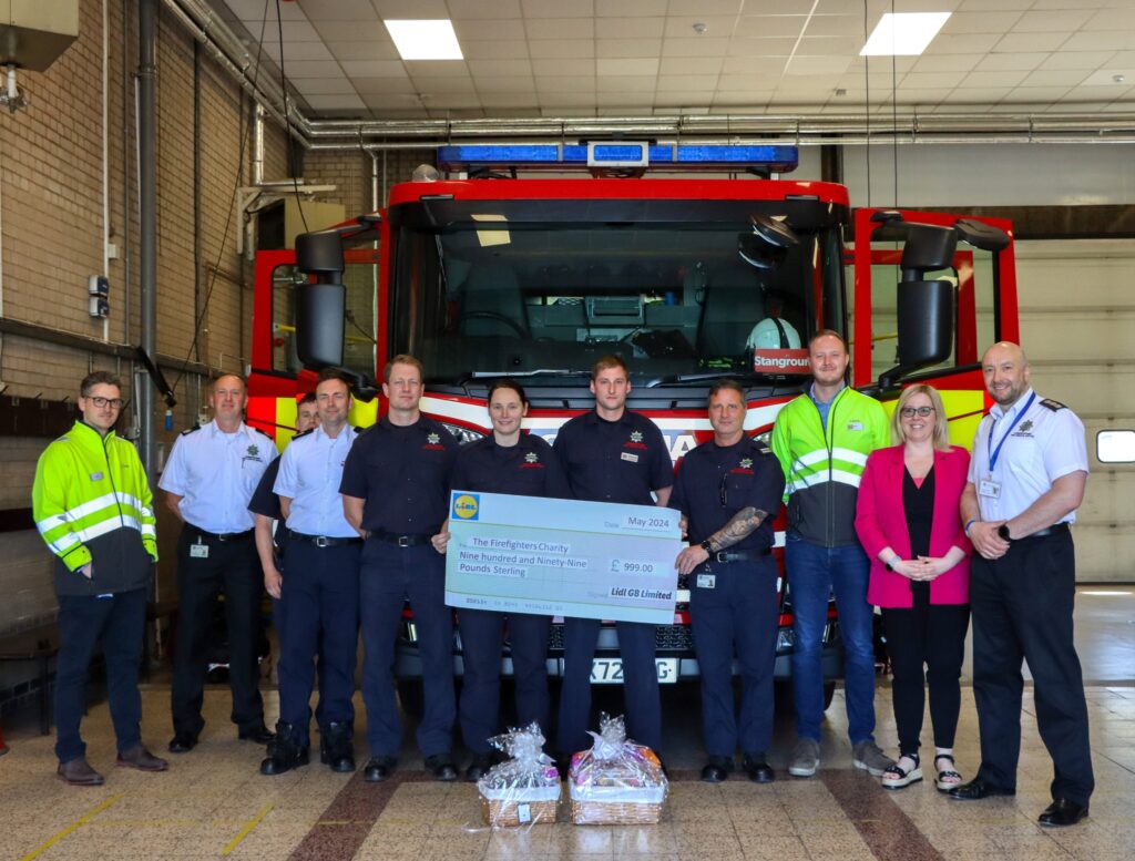 Lidl cheque presentation: ‘This donation is a small token of our appreciation for everyone’s hard work and attentiveness. We are truly thankful for the invaluable service that the crews across the Cambridgeshire Fire and Rescue Service deliver every day’