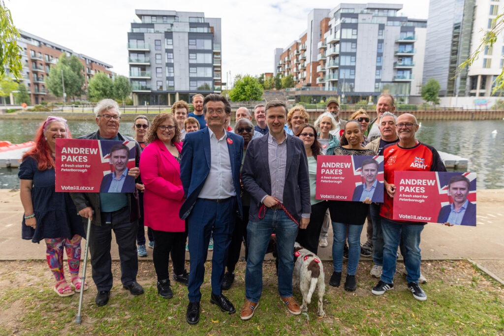 From punk rock to clean water campaigner: Feargal Sharkey in Peterborough on Monday to support Labour candidate Andrew Pakes. PHOTO: Terry Harris 
