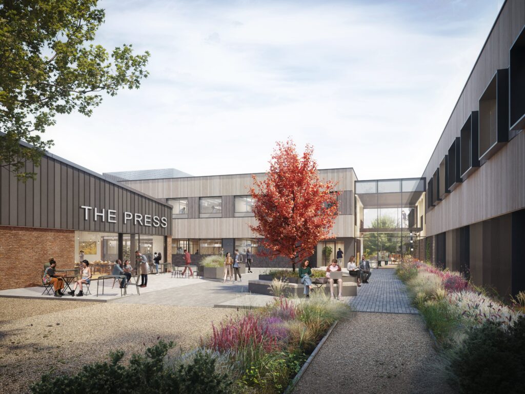 Image of what The Press will look like when complete: it set to deliver over 100,000 sq ft of fitted lab and office space through repositioning of Cambridge’s former printing press.