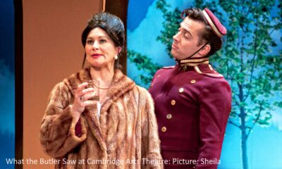 WHAT THE BUTLER SAW: Holly Smith as Mrs Prentice and Alex Cardeall as Nicholas Beckett Photo © Sheila Burnett