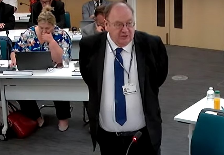 Cllr Chris Boden, leader of Fenland District Council, told opposition councillors last year that “I was instrumental in ensuring monies lying unused for the best part of nine years were made available to the constituent councils”. (Above) Cllr Boden speaking at a Cambridgeshire County Council meeting this week. 