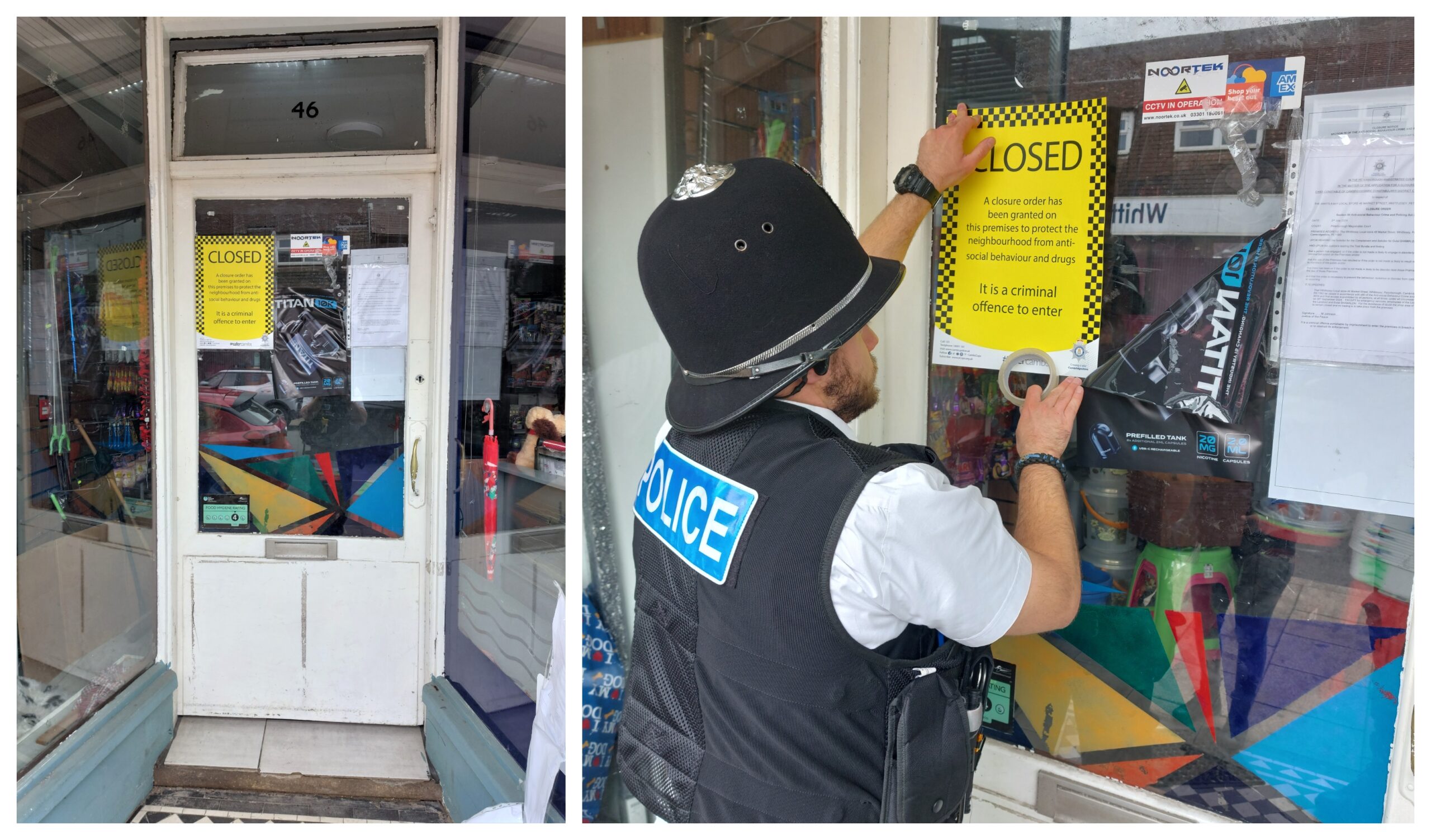 The partial closure order was served on The Whittlesey Local Store, 46 Market Street, Whittlesey, yesterday afternoon (Tuesday) by the Neighbourhood Support Team following a successful application at Peterborough Magistrates’ Court.