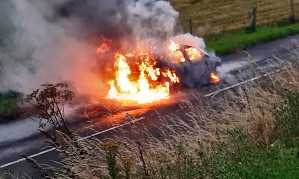 “At 8.25pm on Thursday (25) a crew from Ely was called to a car fire on Second Drove in Queen Adelaide,” said a spokesperson for Cambridgeshire fire and rescue. PHOTO: CambsNews reader