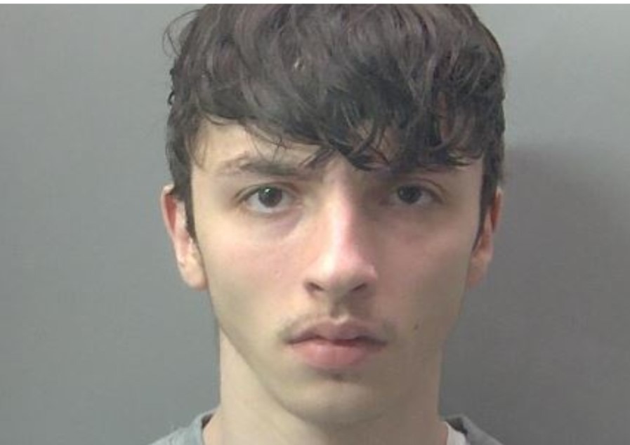 Dillon Farrar, 20, was sprayed with PAVA after trying to run off from police who arrested him in Fletton, Peterborough, on suspicion of drug offences. He also had a machete on him. 