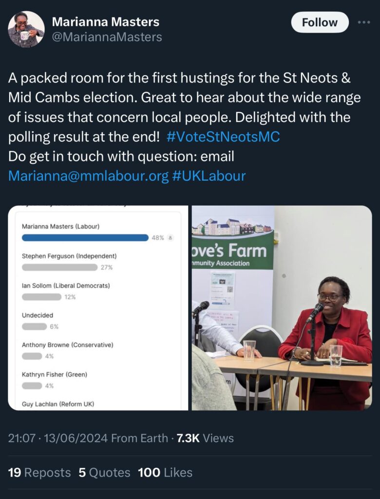 CambsNews can reveal it was an orchestrated campaign by the St Neots and Mid Cambs Labour group to ensure Marianna Masters came out top in a post hustings poll.