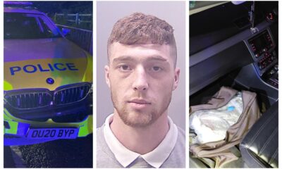 At one point Thomas Hill (above) collided head-on with a police car and carried on driving before being stung, however he continued driving before being blocked by police cars in Oundle Road, Peterborough.