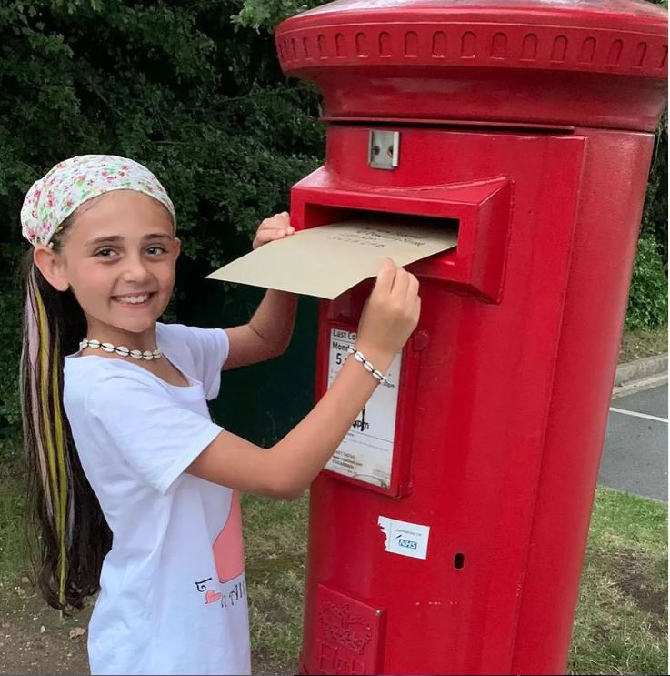 Isabelle posting letter to Prime Minister Keir Starmer too ask for his help 