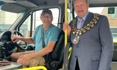 Cllr Gary Christy, who is also Mayor of March, aboard the 33A bus; a service bus, available to all operating Monday-Saturday 9am across March. It is run by FACT.