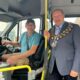 Cllr Gary Christy, who is also Mayor of March, aboard the 33A bus; a service bus, available to all operating Monday-Saturday 9am across March. It is run by FACT.