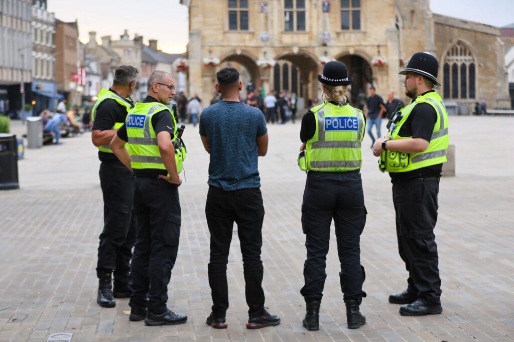 No major incidents in Peterborough tonight but police on hand just in case. PHOTO: Terry Harris 