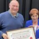 July 2024 – The Mayor of March, Cllr Gary Christy presents the ‘Freedom of the Town’ to Cllr Jan French for all her efforts over the past years and her dedicated support to the Town of March. PHOTO: March Town Council