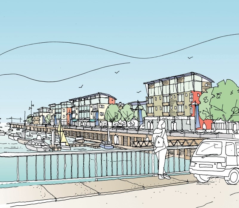 Vision created by Fenland District Council 10 years ago for Nene waterfront – the council looked at buying the former court house to absorb in their regeneration proposals 