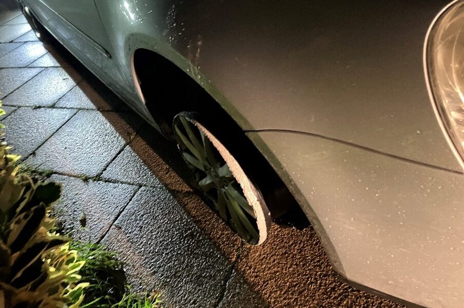 Drink driver Emma Reedman’s silver Golf with a missing tyre