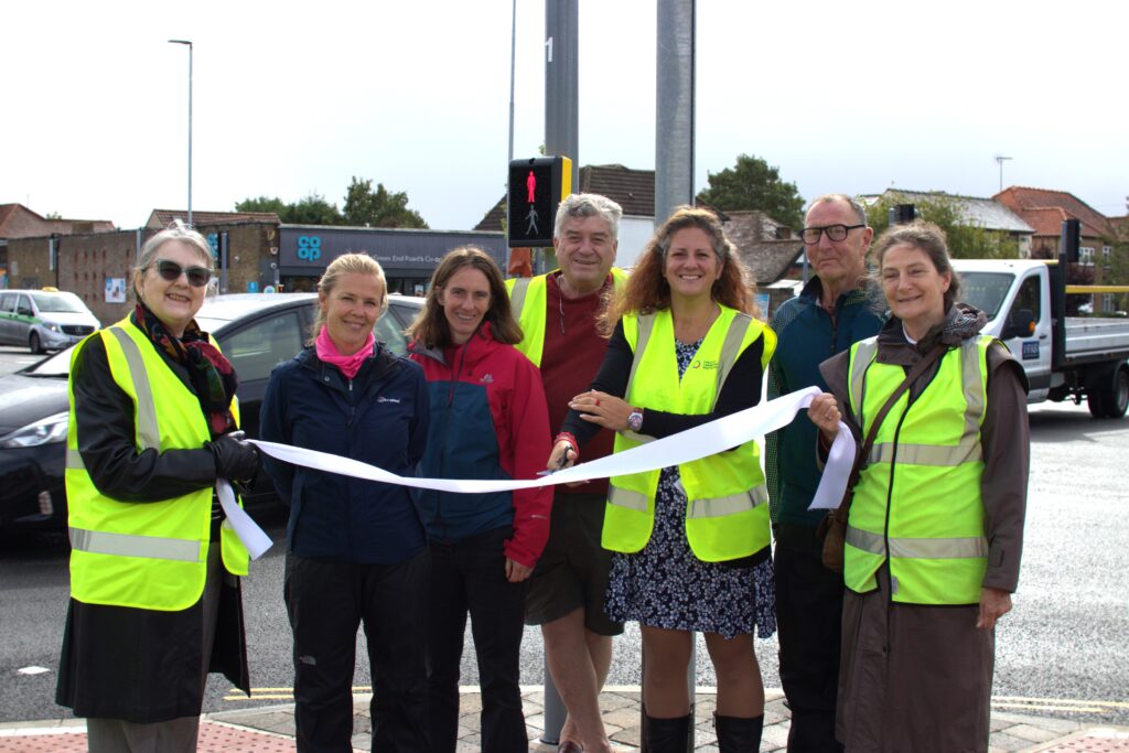 GCP chair Cllr Elisa Meschini cut a ribbon to mark the completion of the new Cycle Optimised Protected Signals (CYCLOPS) junction at Milton Road/King’s Hedges Road on Friday