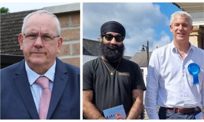 Cllr Gurninder Singh Gill (right) owns Swift Transport of Whittlesey; he is also shown at Companies House as a director of the family owned Swift Carz Ltd. Pictured here with MP Steve Barclay in Whittlesey. Left: Cllr Dave Patrick