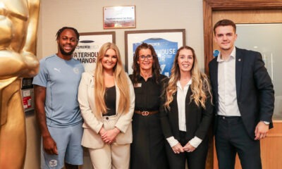 (L-R): Ricky-Jade Jones, Striker for Peterborough United FC, Milly Bunning, Customer Service Manager, Natalie Maxwell, Home Manager, Hollie Croft, Deputy Manager, and Bobby Copping, Commercial Sales Manager at Peterborough United.