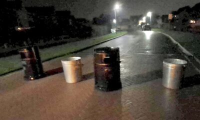 The bins were spotted on the Park Farm Way crossing near the bus stop at Stanground, on Sunday