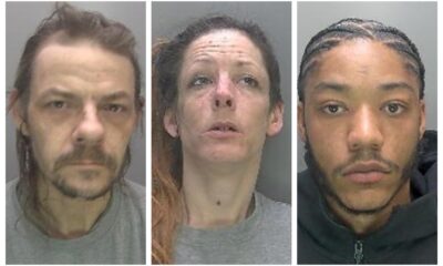 From left: Roland Hare of Cambridge, Aileen Grimewood of Burwell, and Tarmani Carter of Orpington, jailed for a combined total of nearly 9 years for drug offences. They were caught in Cambridge following suspicions of cuckooing.