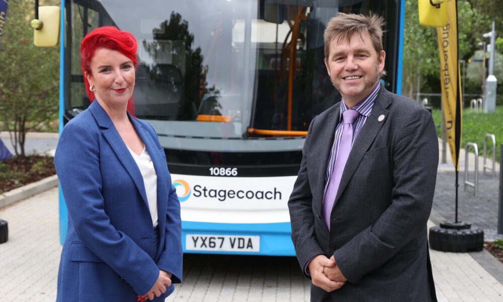 Transport Secretary Louise Haigh with Mayor Dr Johnson at ARU Peterborough. Picture: Combined Authority.