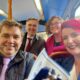 On the buses in Peterborough: From left: Mayor Dr Nik Johnson, Peterborough MP Andrew Pakes, Cllr Anna Smith, deputy mayor and Transport Secretary Louise Haigh