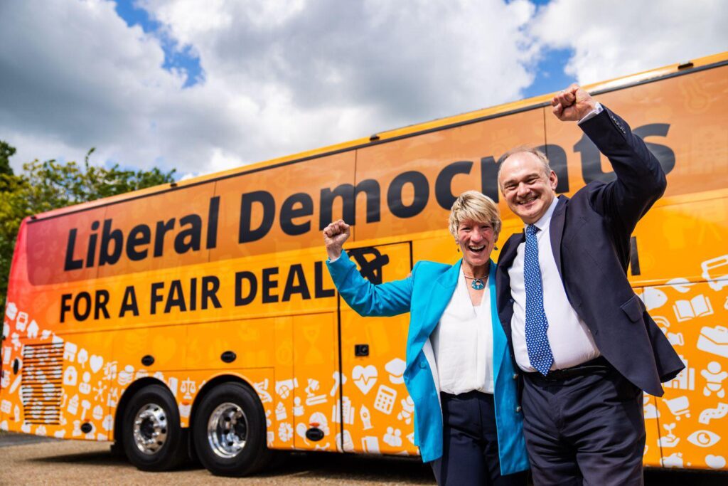 Pippa Heylings with Lib Dem party leader Sir Ed Davey ahead of the election campaign in May