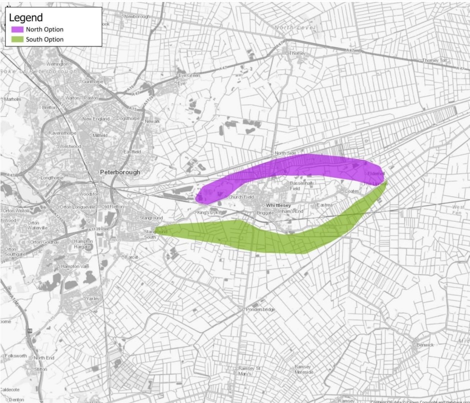 Where would you put a relief road for Whittlesey? This from the study funded by Whittlesey town council 